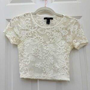 Forever 21 lace crochet crop top size Small